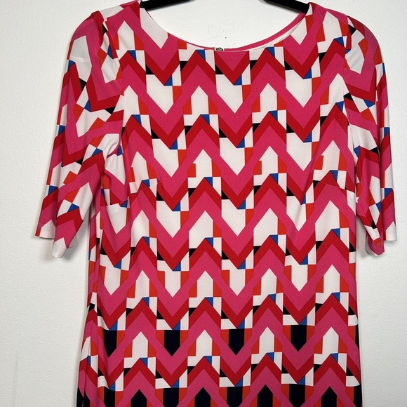 Eliza J Womens Half Sleeve Zip Up Close Lined Abstract White Day Dress Sz 6 NWT - Picture 2 of 10